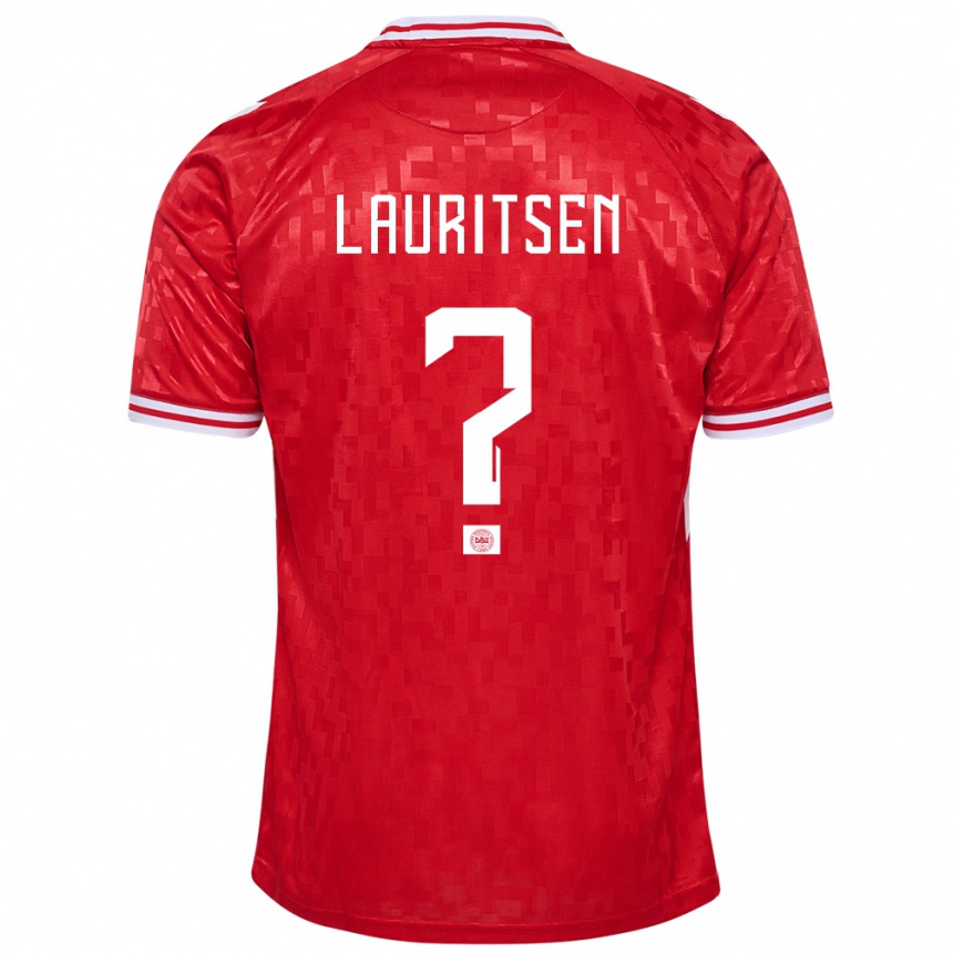 Kids Football Denmark Mads Lauritsen #0 Red Home Jersey 24-26 T-Shirt Za