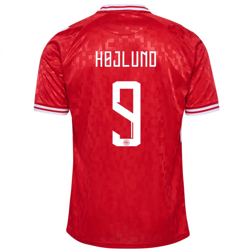 Kids Football Denmark Emil Højlund #9 Red Home Jersey 24-26 T-Shirt Za