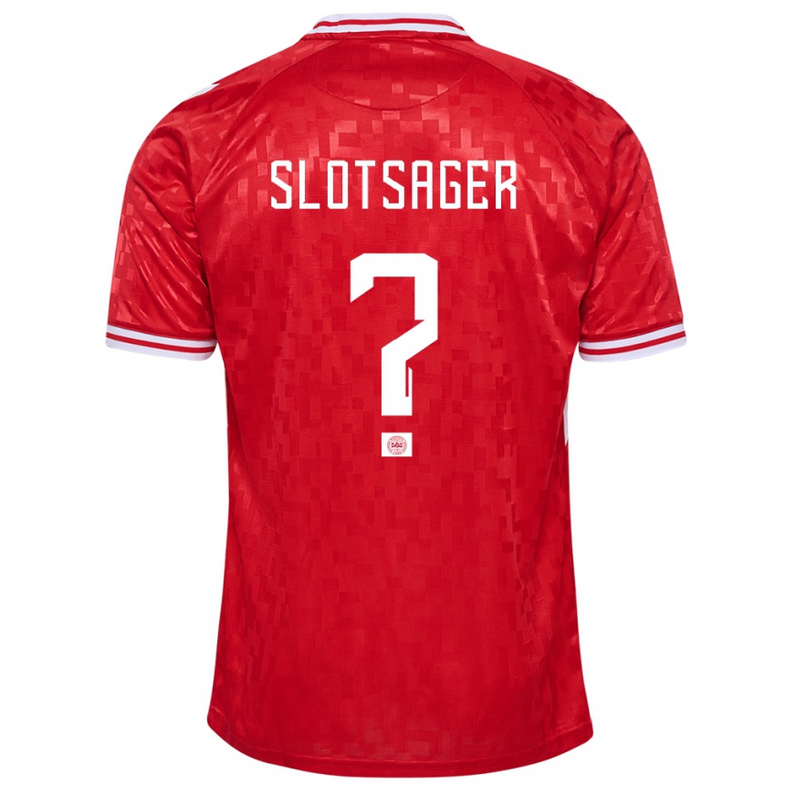 Kids Football Denmark Tobias Slotsager #0 Red Home Jersey 24-26 T-Shirt Za