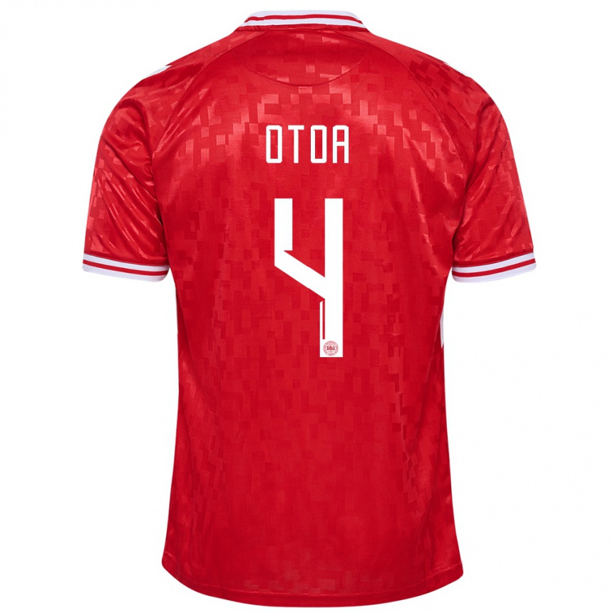 Kids Football Denmark Sebastian Otoa #4 Red Home Jersey 24-26 T-Shirt Za