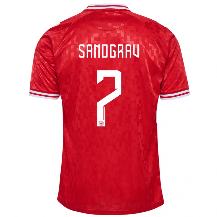 Kids Football Denmark Lauge Sandgrav #7 Red Home Jersey 24-26 T-Shirt Za