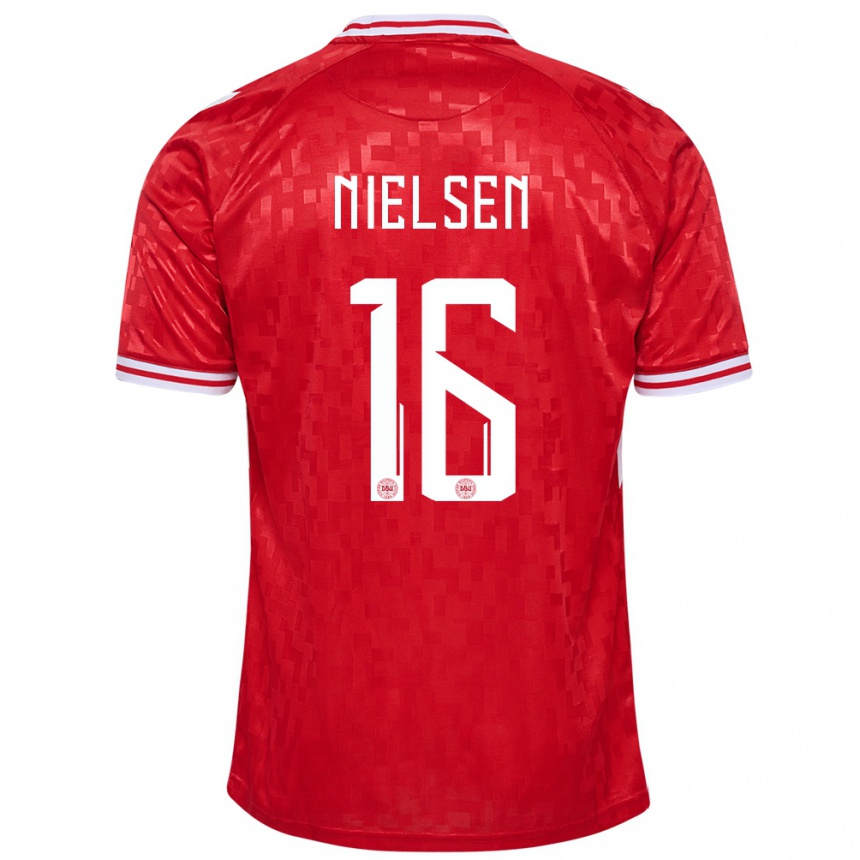 Kids Football Denmark Magnus Nielsen #16 Red Home Jersey 24-26 T-Shirt Za