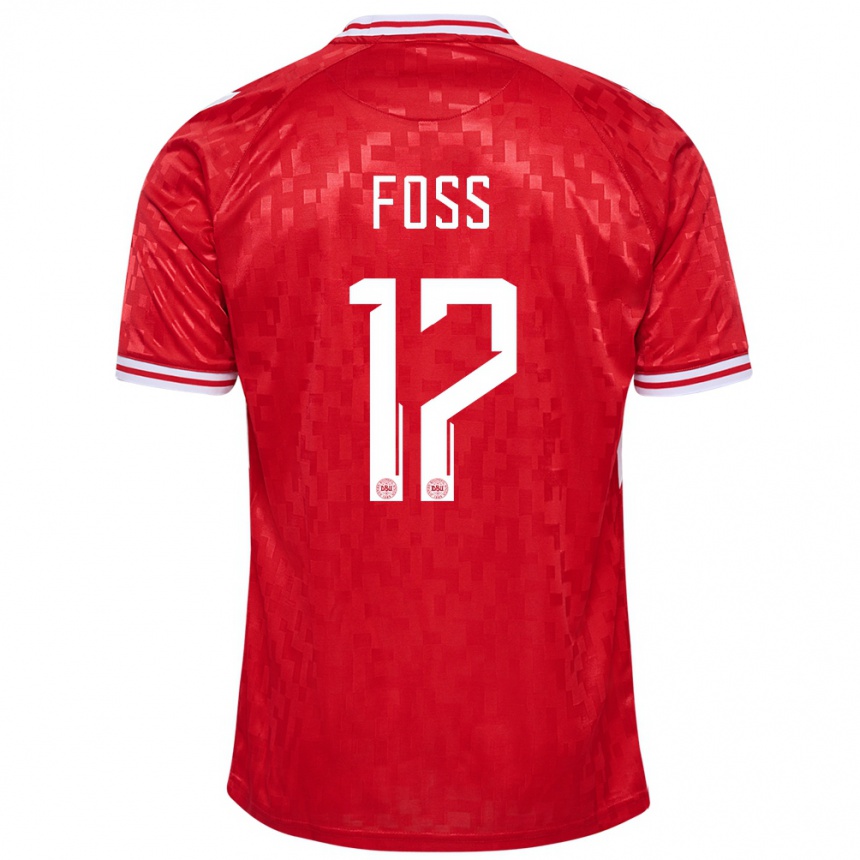 Kids Football Denmark Jonathan Foss #17 Red Home Jersey 24-26 T-Shirt Za