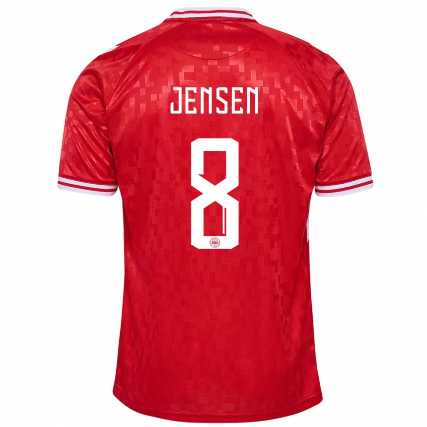 Kids Football Denmark Tobias Lund Jensen #8 Red Home Jersey 24-26 T-Shirt Za