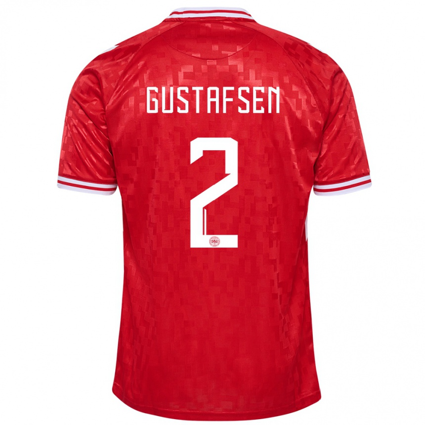 Kids Football Denmark Victor Gustafsen #2 Red Home Jersey 24-26 T-Shirt Za