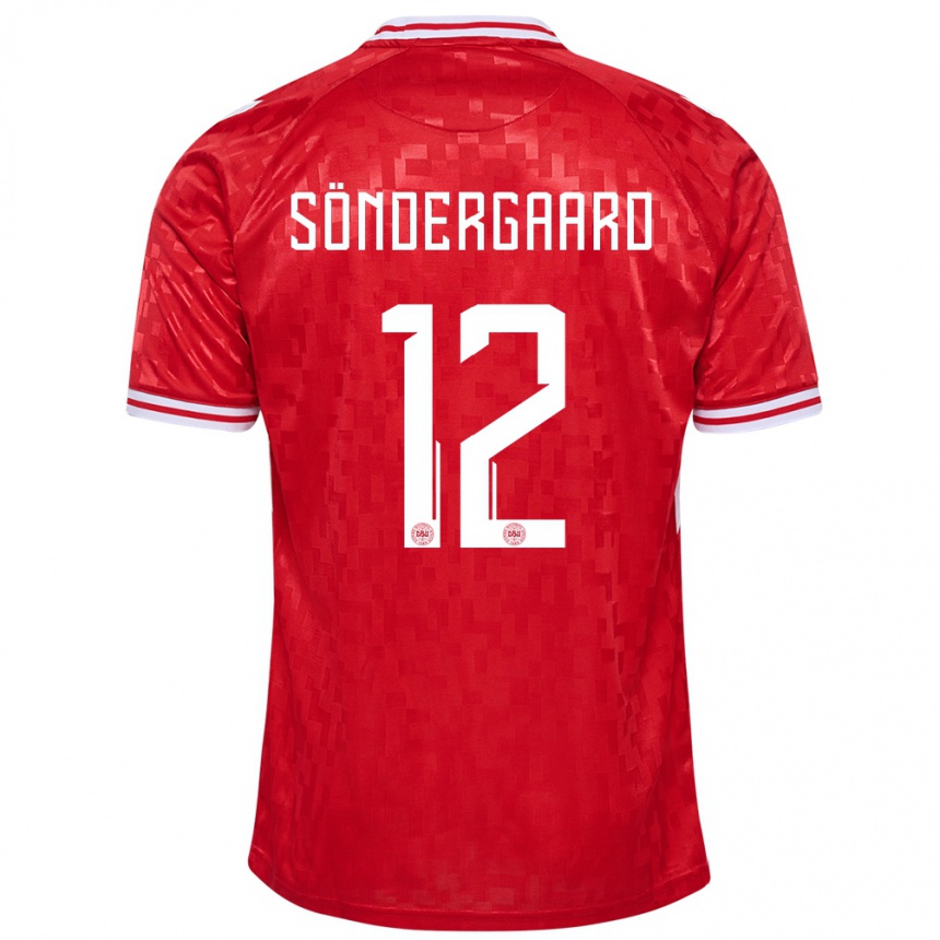 Kids Football Denmark Philip Söndergaard #12 Red Home Jersey 24-26 T-Shirt Za