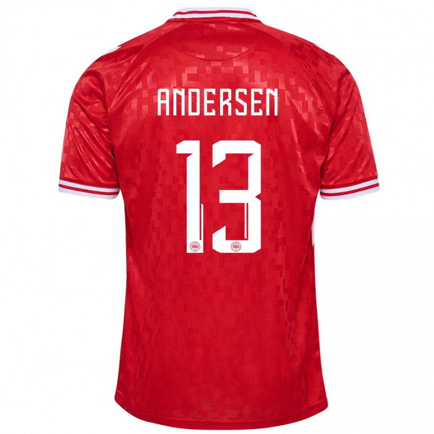 Kids Football Denmark Frej Andersen #13 Red Home Jersey 24-26 T-Shirt Za