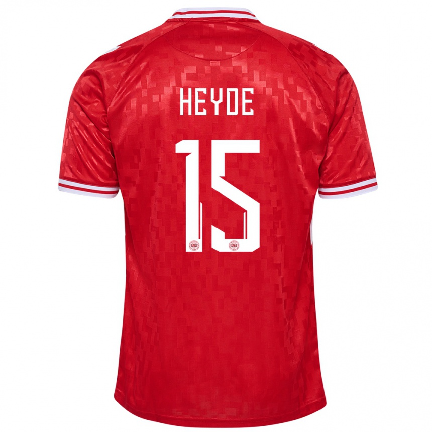 Kids Football Denmark Malte Heyde #15 Red Home Jersey 24-26 T-Shirt Za