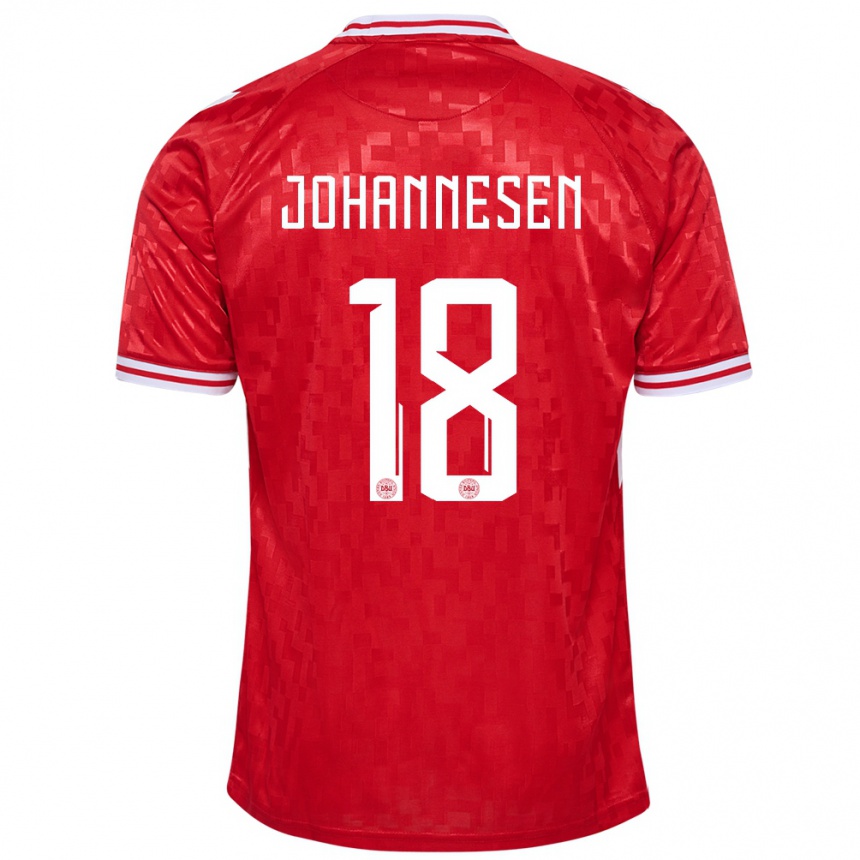 Kids Football Denmark Sofus Johannesen #18 Red Home Jersey 24-26 T-Shirt Za