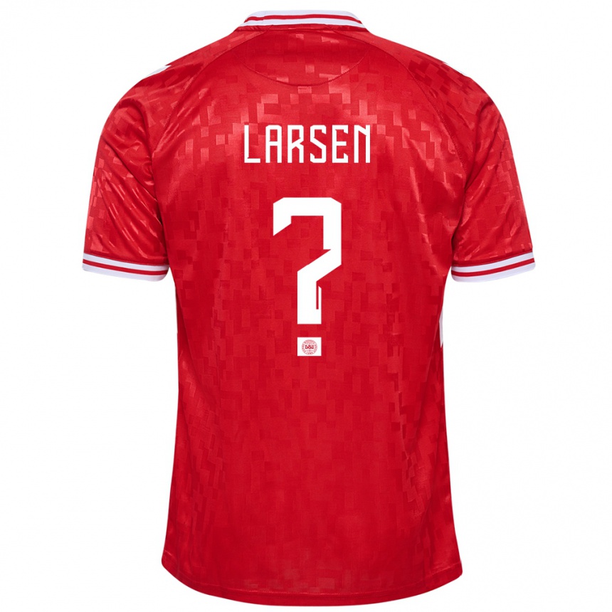 Kids Football Denmark Sander Larsen #0 Red Home Jersey 24-26 T-Shirt Za