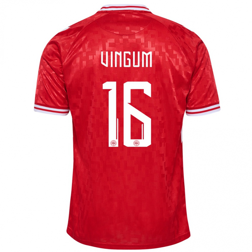 Kids Football Denmark Alberte Vingum #16 Red Home Jersey 24-26 T-Shirt Za