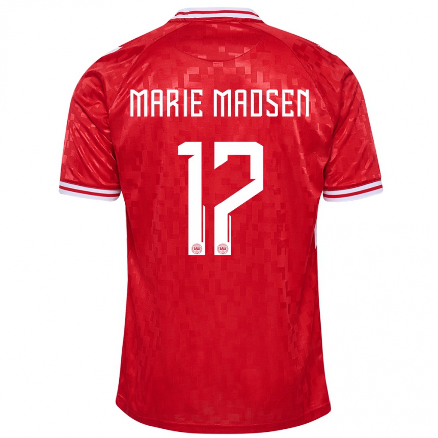 Kids Football Denmark Rikke Marie Madsen #17 Red Home Jersey 24-26 T-Shirt Za