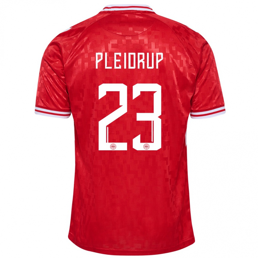 Kids Football Denmark Caroline Pleidrup #23 Red Home Jersey 24-26 T-Shirt Za