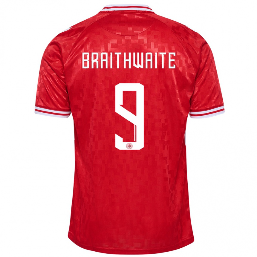 Kids Football Denmark Martin Braithwaite #9 Red Home Jersey 24-26 T-Shirt Za