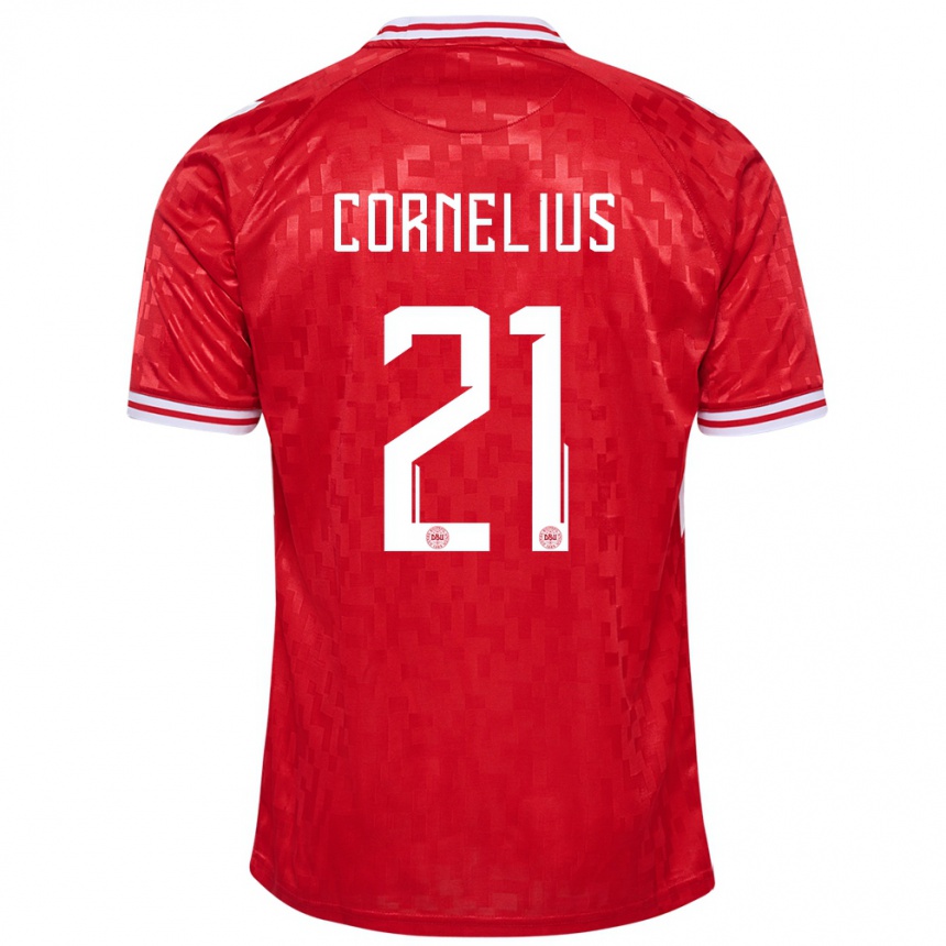 Kids Football Denmark Andreas Cornelius #21 Red Home Jersey 24-26 T-Shirt Za