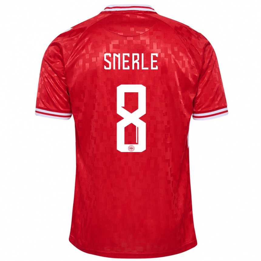 Kids Football Denmark Emma Snerle #8 Red Home Jersey 24-26 T-Shirt Za