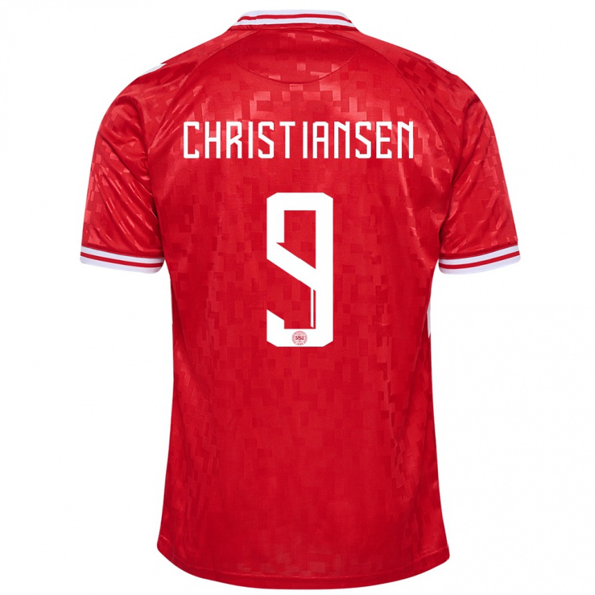 Kids Football Denmark Nanna Christiansen #9 Red Home Jersey 24-26 T-Shirt Za