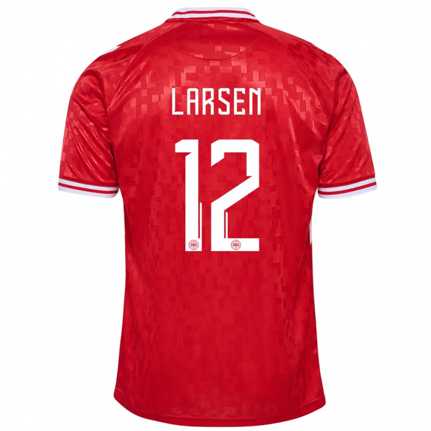 Kids Football Denmark Stine Larsen #12 Red Home Jersey 24-26 T-Shirt Za