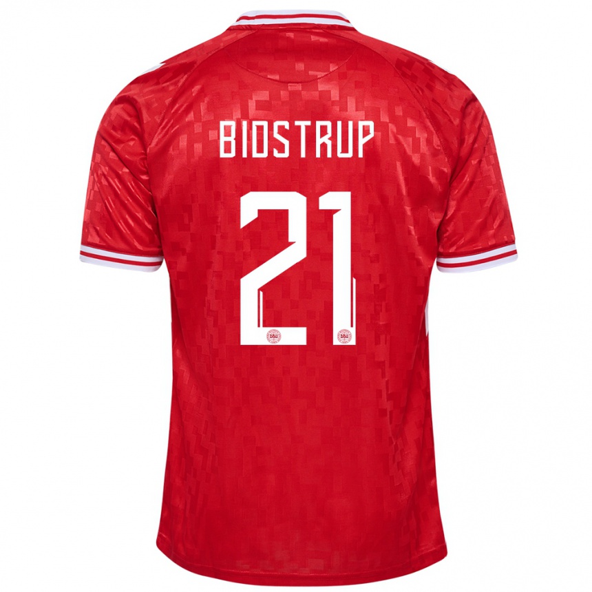 Kids Football Denmark Mads Bidstrup #21 Red Home Jersey 24-26 T-Shirt Za