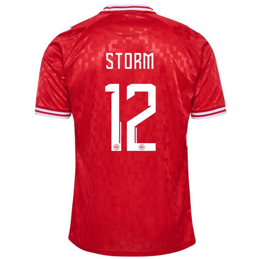 Kids Football Denmark Tobias Storm #12 Red Home Jersey 24-26 T-Shirt Za