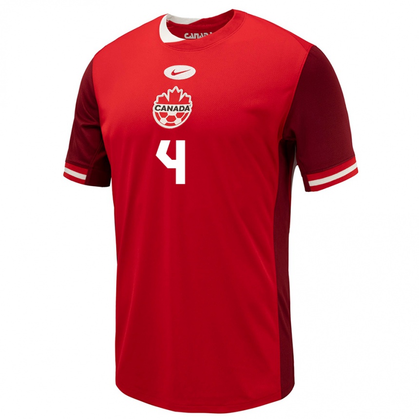 Kids Football Canada Alessandro Biello #4 Red Home Jersey 24-26 T-Shirt Za