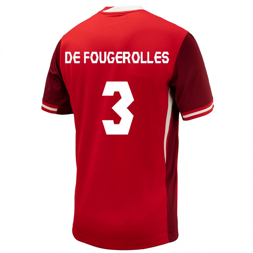 Kids Football Canada Luc De Fougerolles #3 Red Home Jersey 24-26 T-Shirt Za