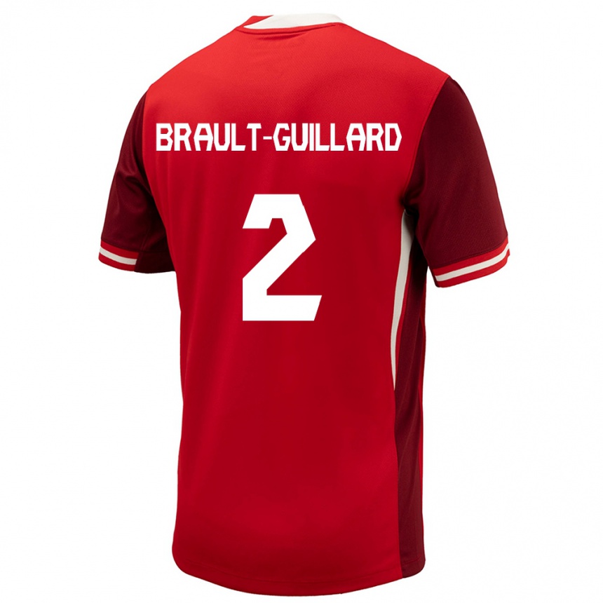 Kids Football Canada Zachary Brault-Guillard #2 Red Home Jersey 24-26 T-Shirt Za