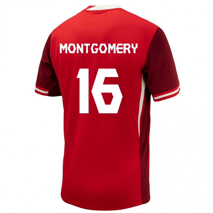 Kids Football Canada Callum Montgomery #16 Red Home Jersey 24-26 T-Shirt Za