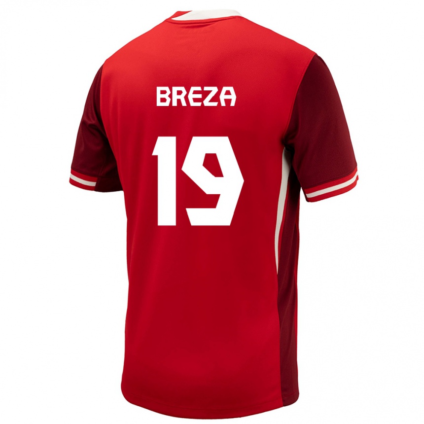 Kids Football Canada Sebastian Breza #19 Red Home Jersey 24-26 T-Shirt Za