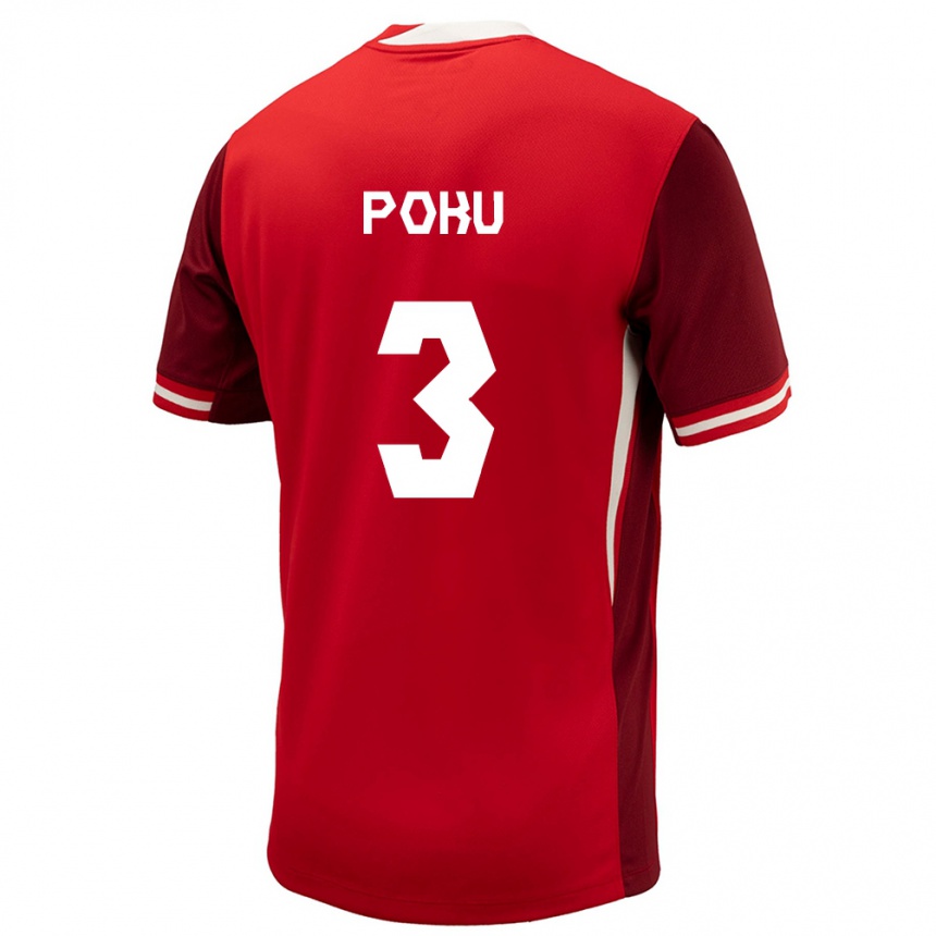 Kids Football Canada Kwasi Poku #3 Red Home Jersey 24-26 T-Shirt Za