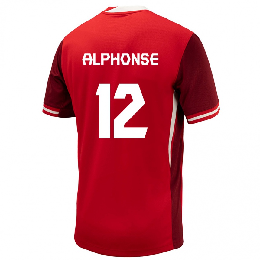 Kids Football Canada Jefferson Alphonse #12 Red Home Jersey 24-26 T-Shirt Za