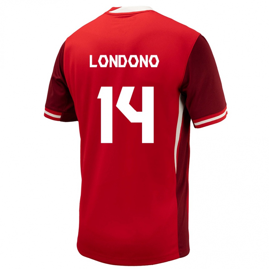 Kids Football Canada Tyler Londono #14 Red Home Jersey 24-26 T-Shirt Za