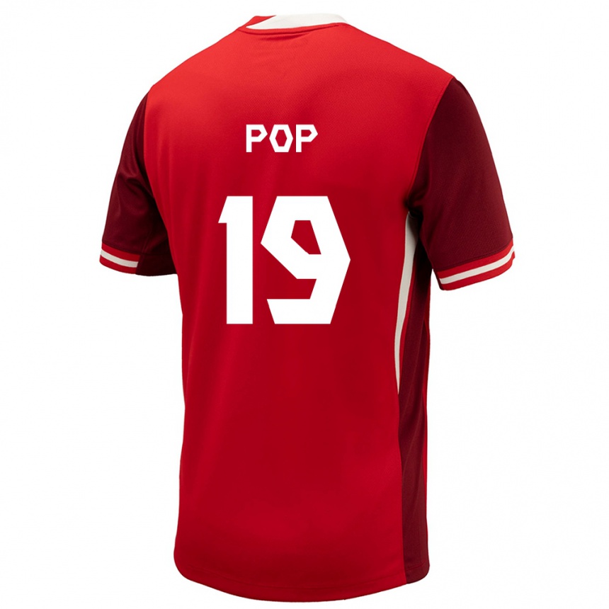 Kids Football Canada Erik Pop #19 Red Home Jersey 24-26 T-Shirt Za