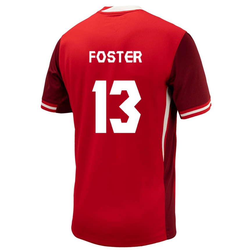 Kids Football Canada Rylee Foster #13 Red Home Jersey 24-26 T-Shirt Za