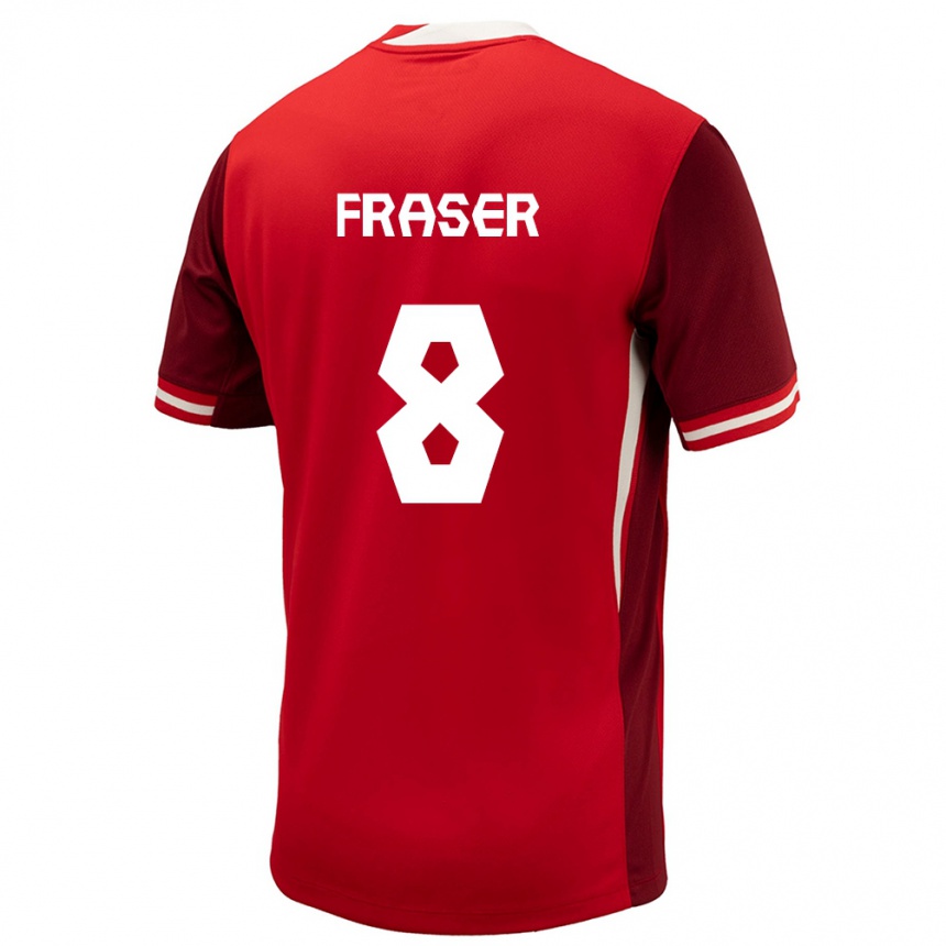 Kids Football Canada Liam Fraser #8 Red Home Jersey 24-26 T-Shirt Za