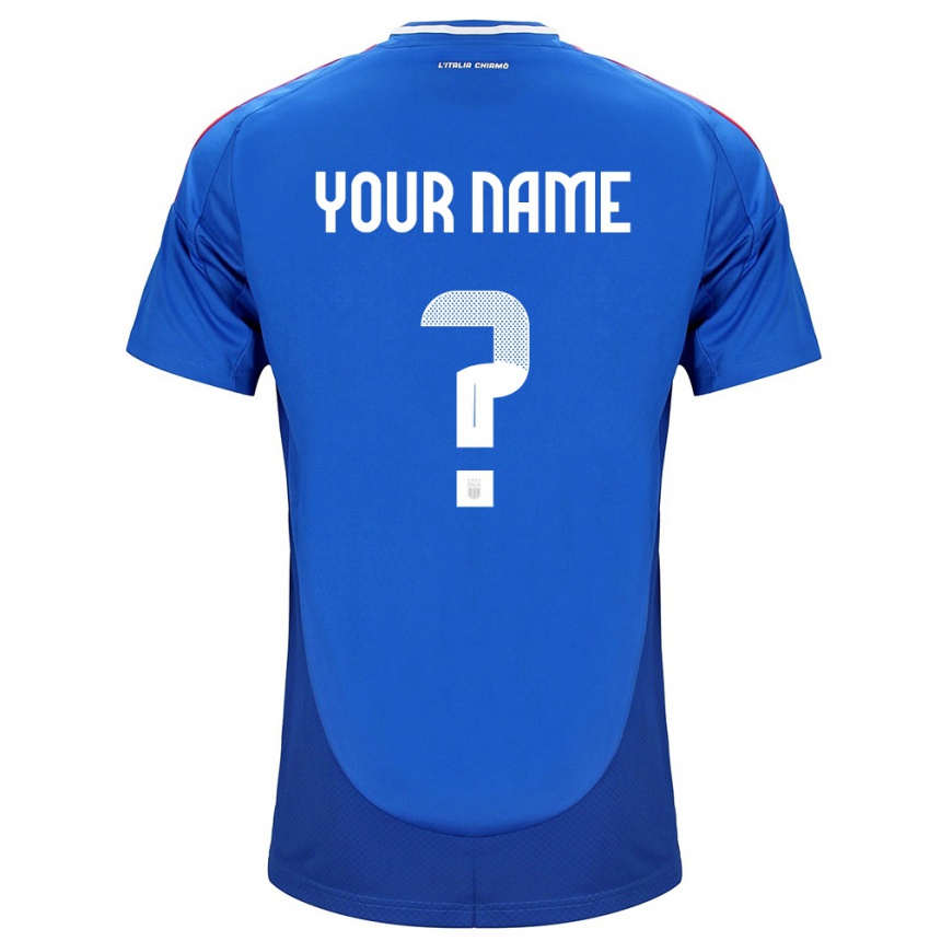 Kids Football Italy Your Name #0 Blue Home Jersey 24-26 T-Shirt Za