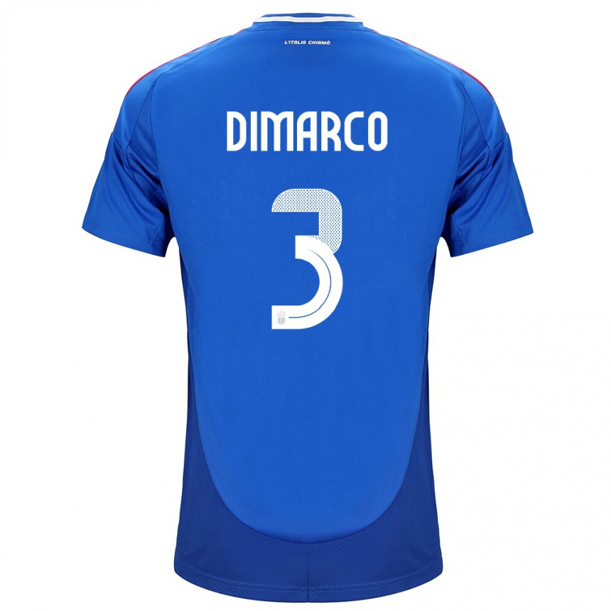 Kids Football Italy Federico Dimarco #3 Blue Home Jersey 24-26 T-Shirt Za