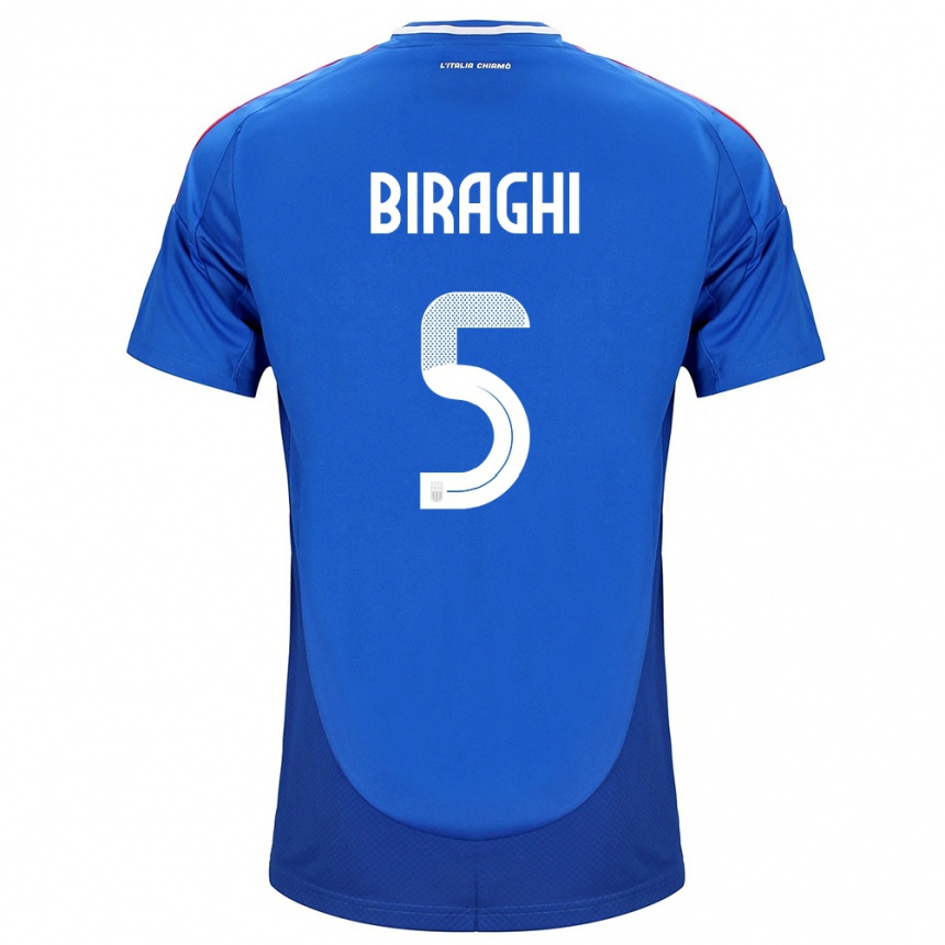 Kids Football Italy Cristiano Biraghi #5 Blue Home Jersey 24-26 T-Shirt Za