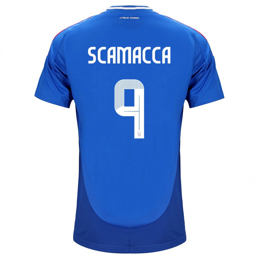 Kids Football Italy Gianluca Scamacca #9 Blue Home Jersey 24-26 T-Shirt Za