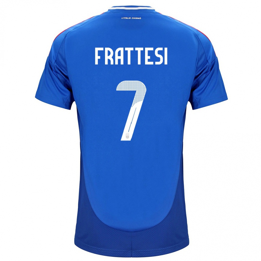 Kids Football Italy Davide Frattesi #7 Blue Home Jersey 24-26 T-Shirt Za