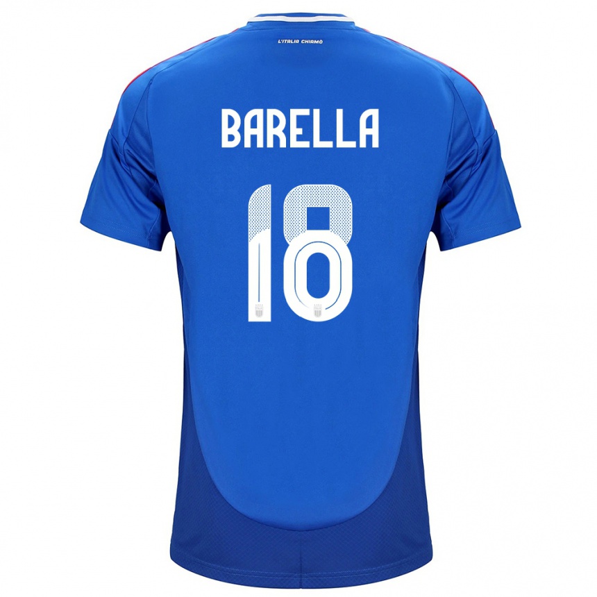 Kids Football Italy Nicolò Barella #18 Blue Home Jersey 24-26 T-Shirt Za