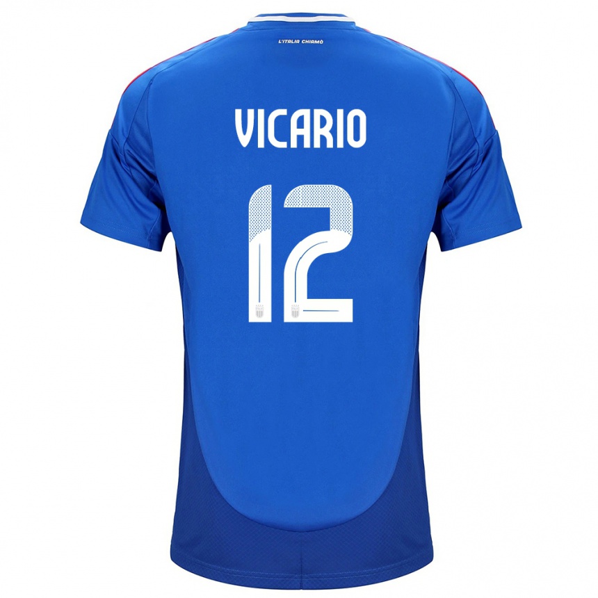 Kids Football Italy Guglielmo Vicario #12 Blue Home Jersey 24-26 T-Shirt Za