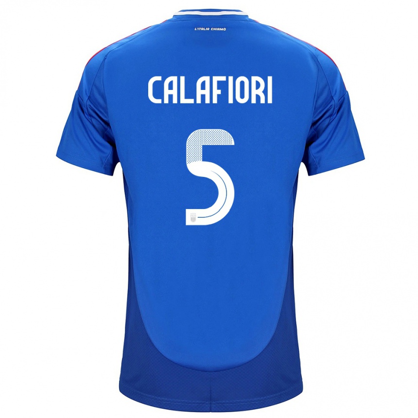 Kids Football Italy Riccardo Calafiori #5 Blue Home Jersey 24-26 T-Shirt Za