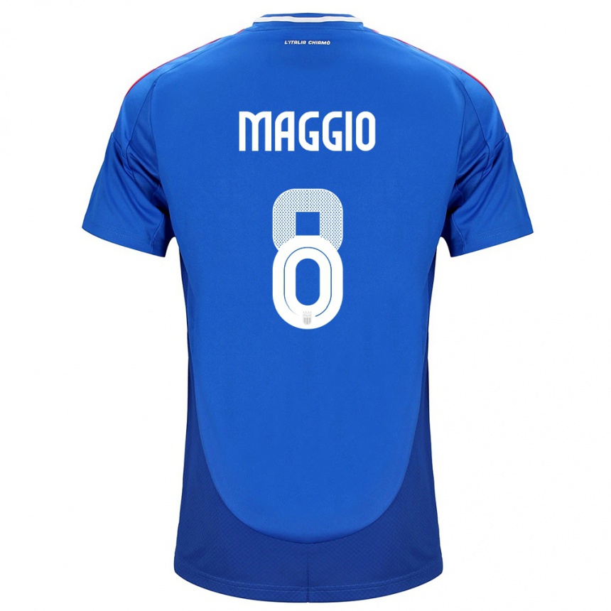 Kids Football Italy Luca Di Maggio #8 Blue Home Jersey 24-26 T-Shirt Za