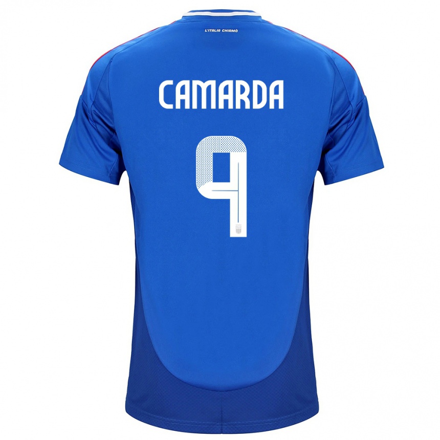 Kids Football Italy Francesco Camarda #9 Blue Home Jersey 24-26 T-Shirt Za