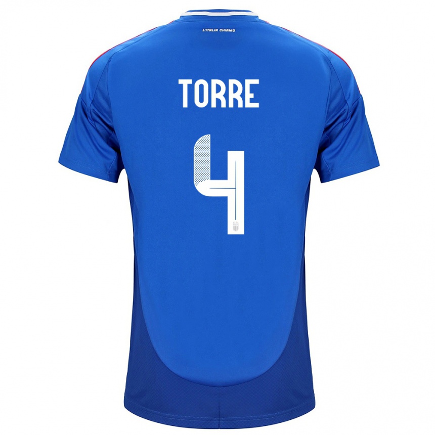 Kids Football Italy Pietro La Torre #4 Blue Home Jersey 24-26 T-Shirt Za