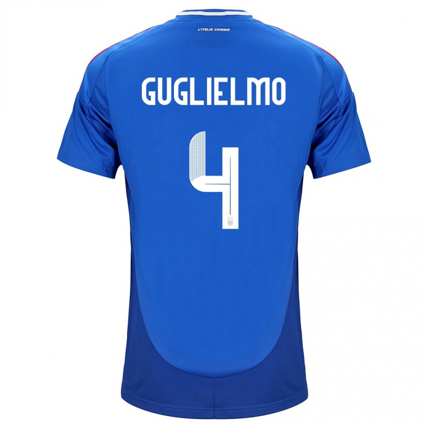 Kids Football Italy Lucia Di Guglielmo #4 Blue Home Jersey 24-26 T-Shirt Za