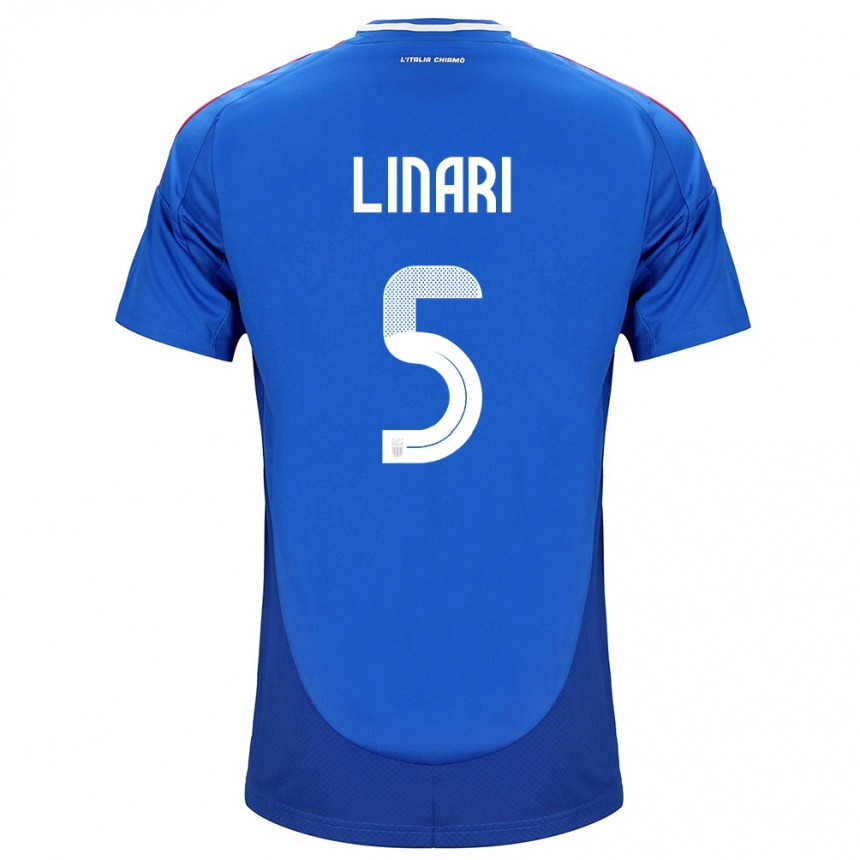 Kids Football Italy Elena Linari #5 Blue Home Jersey 24-26 T-Shirt Za