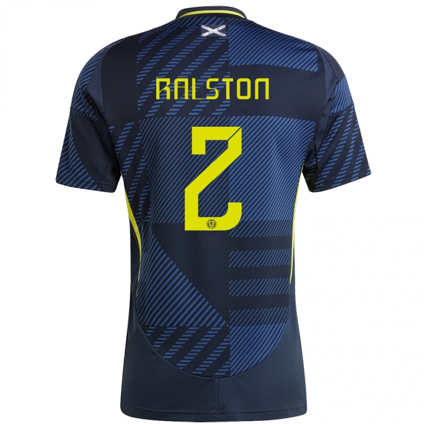 Kids Football Scotland Anthony Ralston #2 Dark Blue Home Jersey 24-26 T-Shirt Za