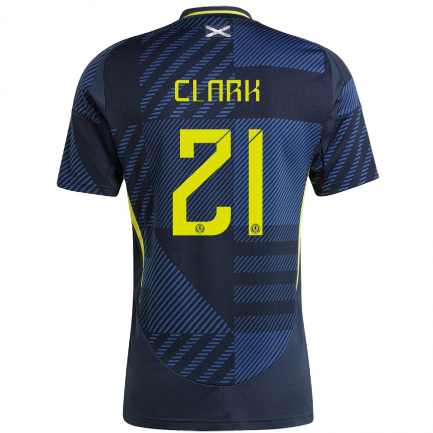 Kids Football Scotland Zander Clark #21 Dark Blue Home Jersey 24-26 T-Shirt Za